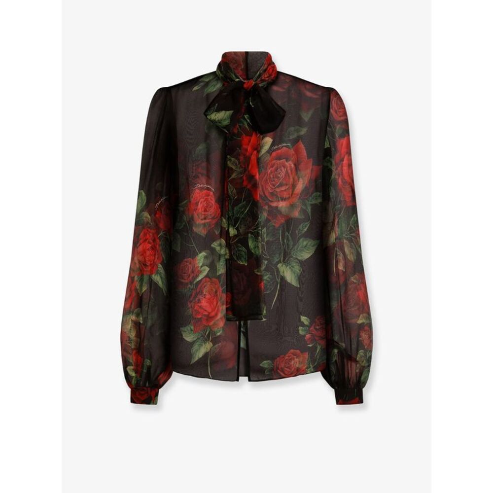 Dolce & Gabbana Women Chiffon Shirt With Rose Print